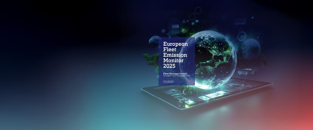 Visual for Alphabet’s European Fleet Emission Monitor 2025, highlighting a digital globe and tablet interface. Represents insights and perspectives from fleet managers on emission trends and sustainability in Europe.
